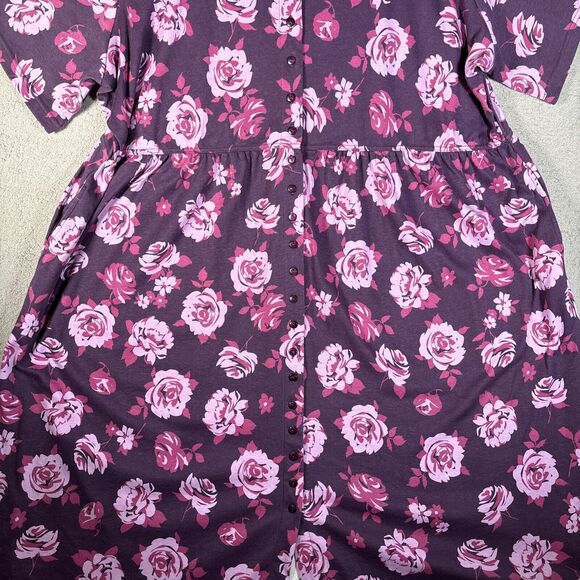Woman Within Women’s Plus size 3X Midi Maxi Purple Flowers T Shirt Dress Floral - Picture 4 of 13
